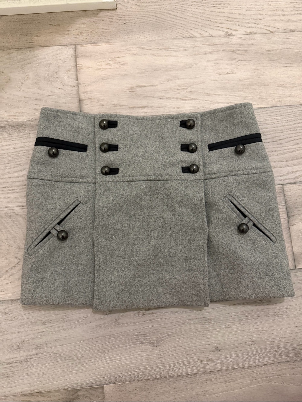 Isabel Marant Gray Wool-Blend Military-Inspired Mini Skirt